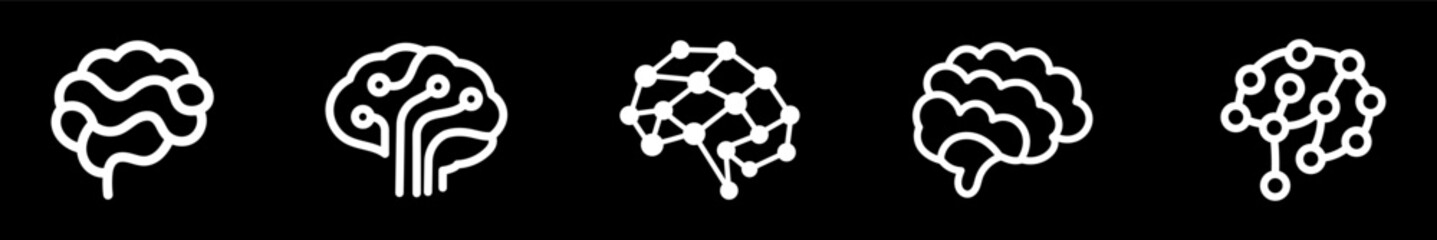 Naklejka premium Digital Brain Network Icons