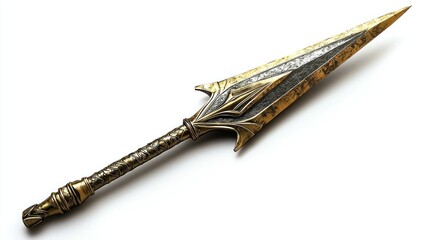 Golden spear, detailed craftsmanship on a clean backdrop