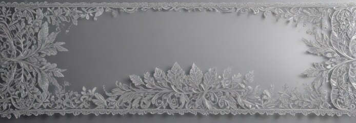 Sparkling silver background, ornate lace border with intricate leaf details ,  decoration,  rich