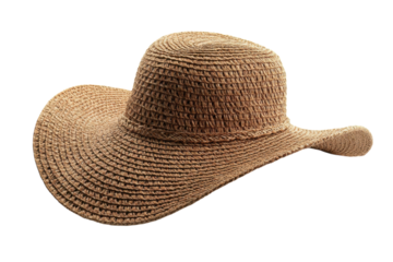 Stylish brown woven sun hat perfect for summer beach days elegant design wide brim natural straw