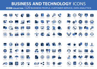Business people, customer service, analytics and organization management web icons set. Icons vector collection