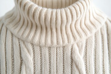 Soft cream cable knit turtleneck sweater detail cozy winter warmth textured fabric closeup