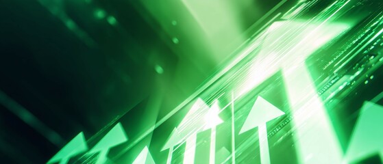 Upward pointing arrows in shades of green suggest growth and positive direction.