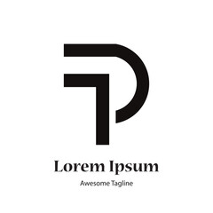 tp or pt letter black logo design icon