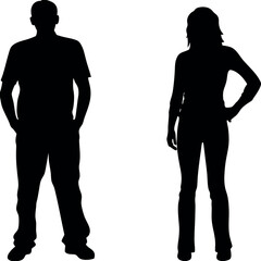 man and woman full body silhouette Vector and PNG