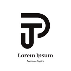 tp or pt letter black logo design icon
