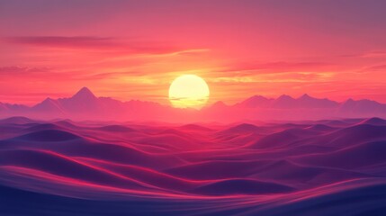 Vivid desert sunset panorama