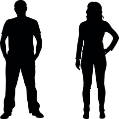 man and woman full body silhouette Vector and PNG