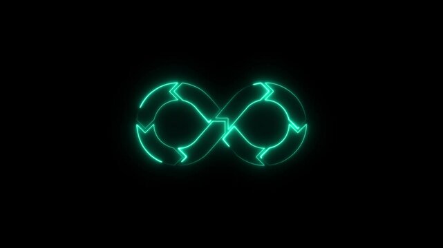 Glowing neon devops icon isolated on black background. HD Video motion graphic animation
