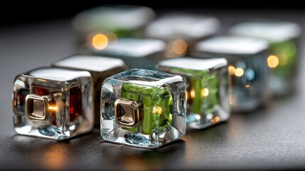 Colorful glass cubes, close-up