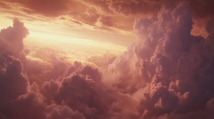 Naklejka premium A breathtaking view of fiery cloudscapes above.