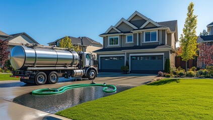 Septic tank cleaning service at a residential home