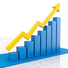 Dynamic 3D Bar Graph with Upward Trend Indicator