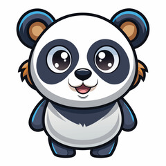 Standing Cartoon Panda Bear Illustration, Cute Smiling Animal Isolated On White Background