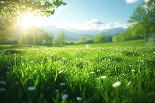Lovely serene and tranquil grassy meadow exudes the sense of peace and rejuvenation with its lush green landscape, gentle breezes, and lovely restorative energy of natures embrace  