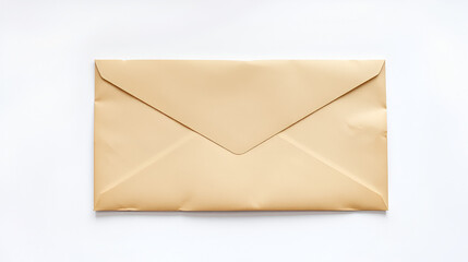 front view of old closed aged paper envelope isolated on white