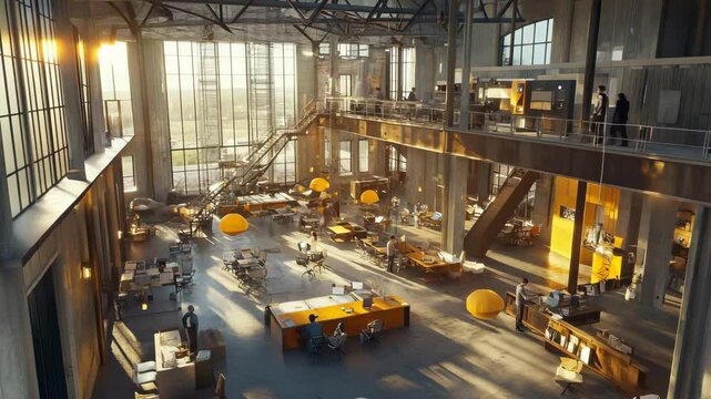 Modern Open Plan Office with Natural Light 4K