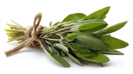 Fresh sage bunch isolated on white background
