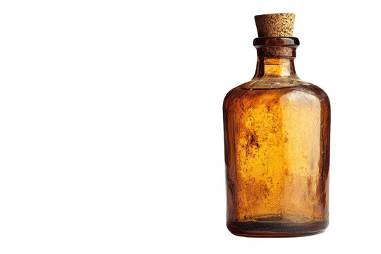 Antique amber bottle cork stopper aged liquid vintage apothecary nostalgic mysterious old fashioned