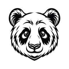Panda Head Logo, Black & White Mascot Style, Wildlife Animal, Cartoon Mammal Face