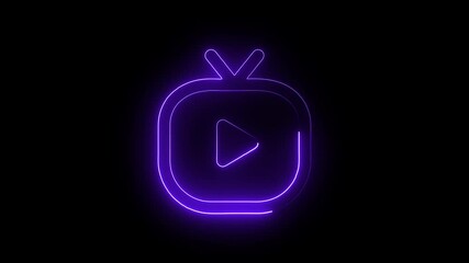 Glowing neon live icon isolated on black background. HD Video motion graphic animation