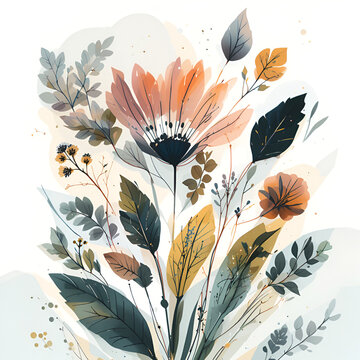 Modern Minimal Abstract Florist Plant Hand drawn Graphic Design