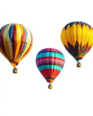 Fototapeta premium Three vibrant hot air balloons ascend against a clear sky