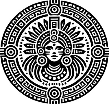 sketch vector illustration silhouette design icon logo symbol god goddess mandala rosette abstract vintage classic ethnic traditional indian aztec maya american