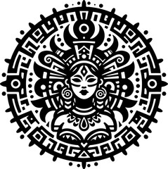 Obraz premium sketch vector illustration silhouette design icon logo symbol god goddess abstract vintage classic ethnic traditional aztec maya american