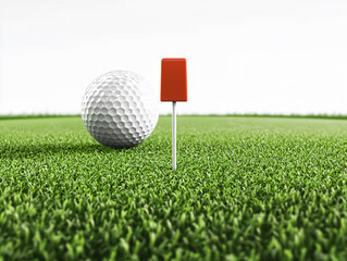 Obraz premium Golf Ball Close-Up Grass Summer Putting Golf Course Sport Activity Equipment Outdoors Recreation Green Landscape Game Play Competition Field Leisure Birdie Hole Instructions Goal