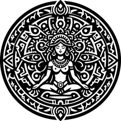 sketch vector illustration silhouette design icon logo symbol god goddess abstract vintage classic ethnic traditional aztec maya american