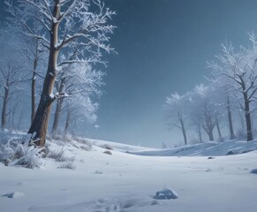 Fototapeta premium Crisp blue winter scene, snowflakes gently falling , christmas, blue, photography