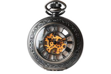 Elegant antique pocket watch with exposed gears intricate design classic roman numerals dark metal