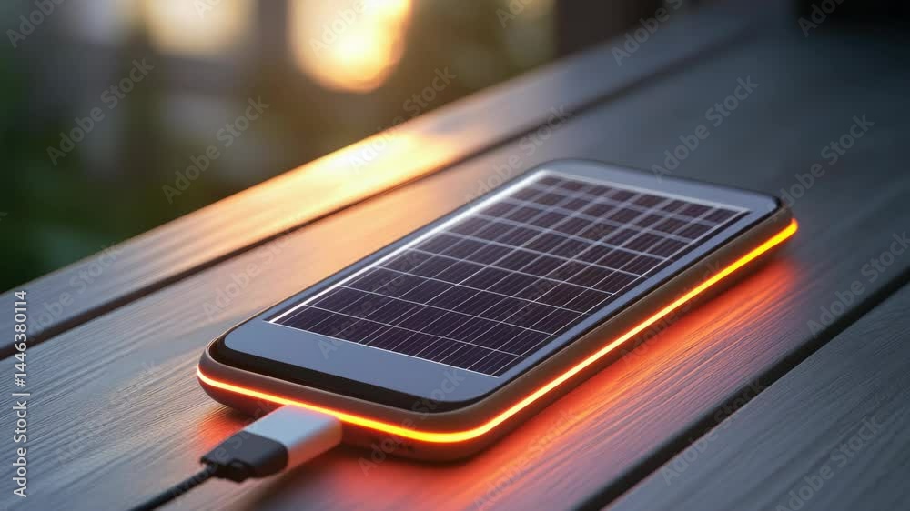 Poster a cell phone sits on top of a wooden table, perfect for a simple and functional workspace or home de