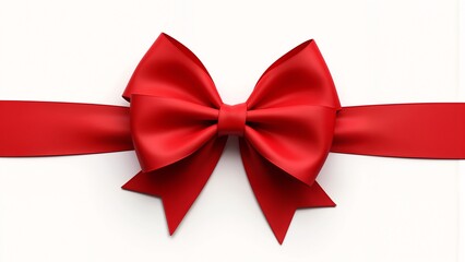 Fototapeta premium A red satin bow on a white background.