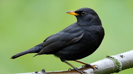 blackbird with glossy feathers sings melodious tune in quiet