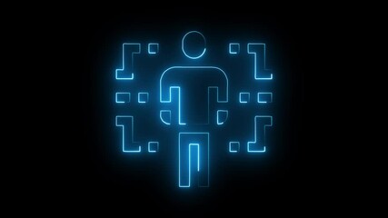 Glowing neon digital-native icon isolated on black background. HD Video motion graphic animation