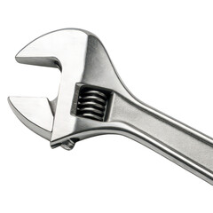 Shiny silver adjustable wrench close-up, revealing its mechanism for gripping and turning.