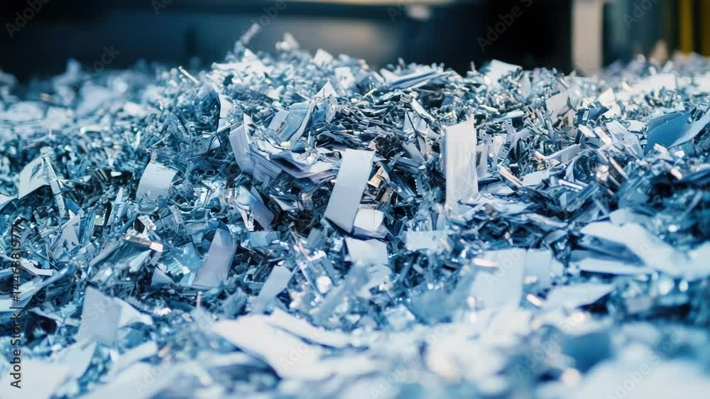 Poster a heap of blue tin foil on a table, ready for use or disposal