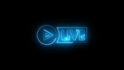 Glowing neon instagram-live icon isolated on black background. HD Video motion graphic animation