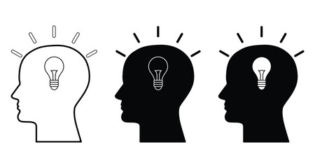 Head with Bulb Icons Vector Illustration