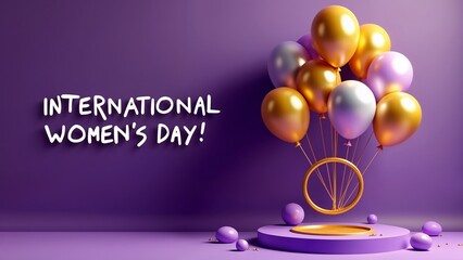 A purple background with a bunch of balloons floating in the air.