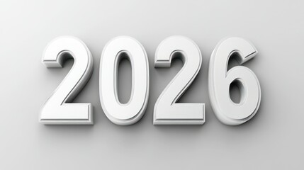 Silver numbers 2026 on a gray background