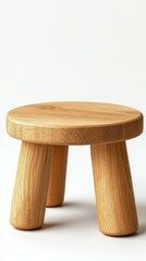 Simple wooden stool. Natural light and wood grain show