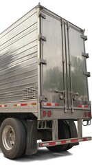 Silver trailer's rear with tires and lights