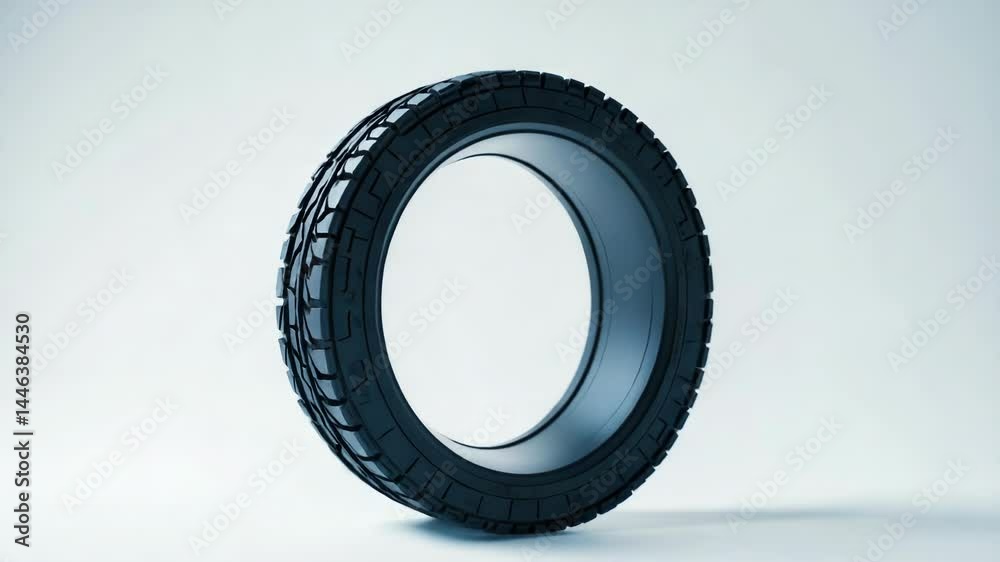 Poster a close-up view of a tire on a clean white background
