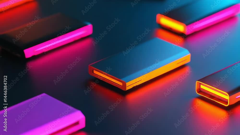 Poster group of electronic devices sitting on a table