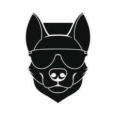 Stylized Cool Dog Head – Black and White Geometric Portrait with Sunglasses