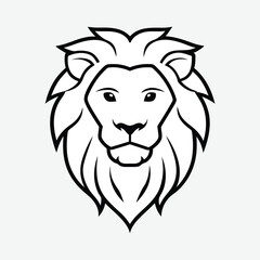 Fierce Lion Head Illustration – Bold Black and White Minimalist Design
