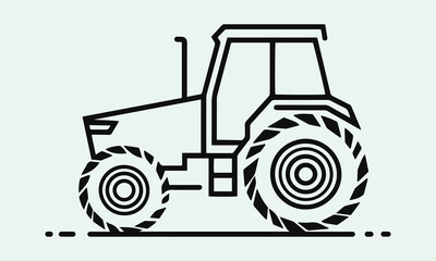 Minimalist Tractor Silhouette – Bold Black Line Art with Large Wheels